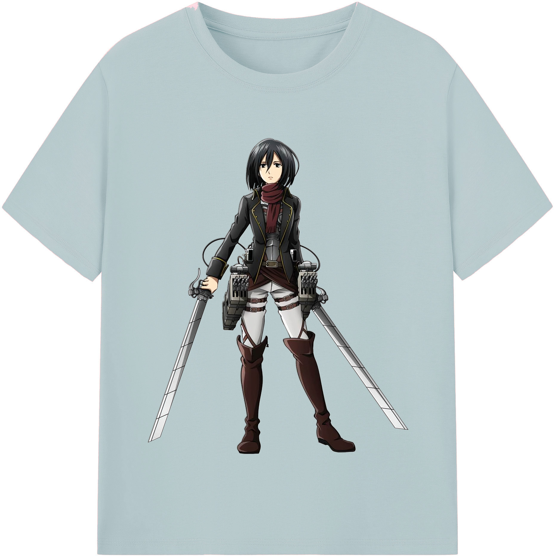 （画像用） 進撃の巨人 ミカサ·アッカーマン Attack on Titan Mikasa Ackerman 綿100％半袖Tシャツ（フロントプリント）